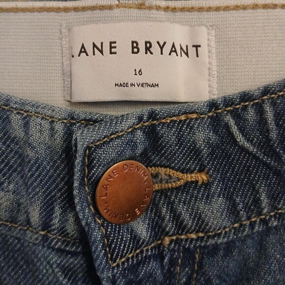 Lane Bryant wide-leg denim blue jean pants with an elastic waistband size 16 - Picture 4 of 5